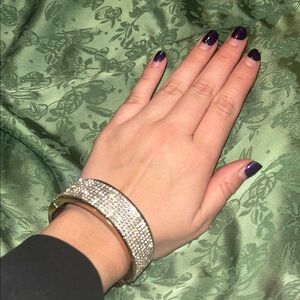 Elegant Gold and Silver tone Rhinestone Glamour Sparkle Bracelet Cuff Bangle